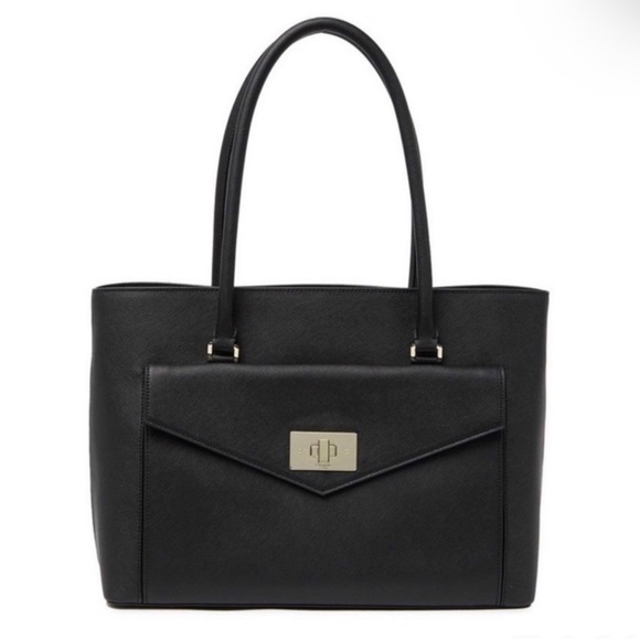 Kate Spade Black Post Street Halsey Large Black Tote Bag Leather NWT - Picture 13 of 14